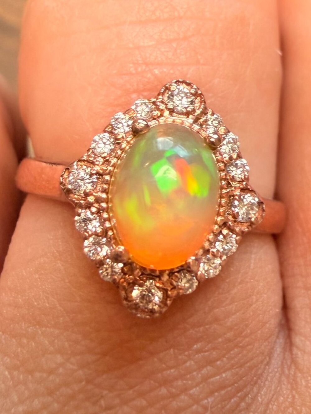 Dainty Rose Gold Ethiopian Opal Ring